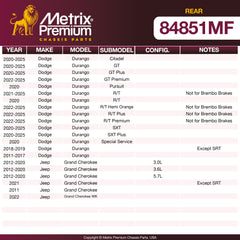 Metrix Premium Rear Disc Brake Rotor 84851MF OEM fit spare parts