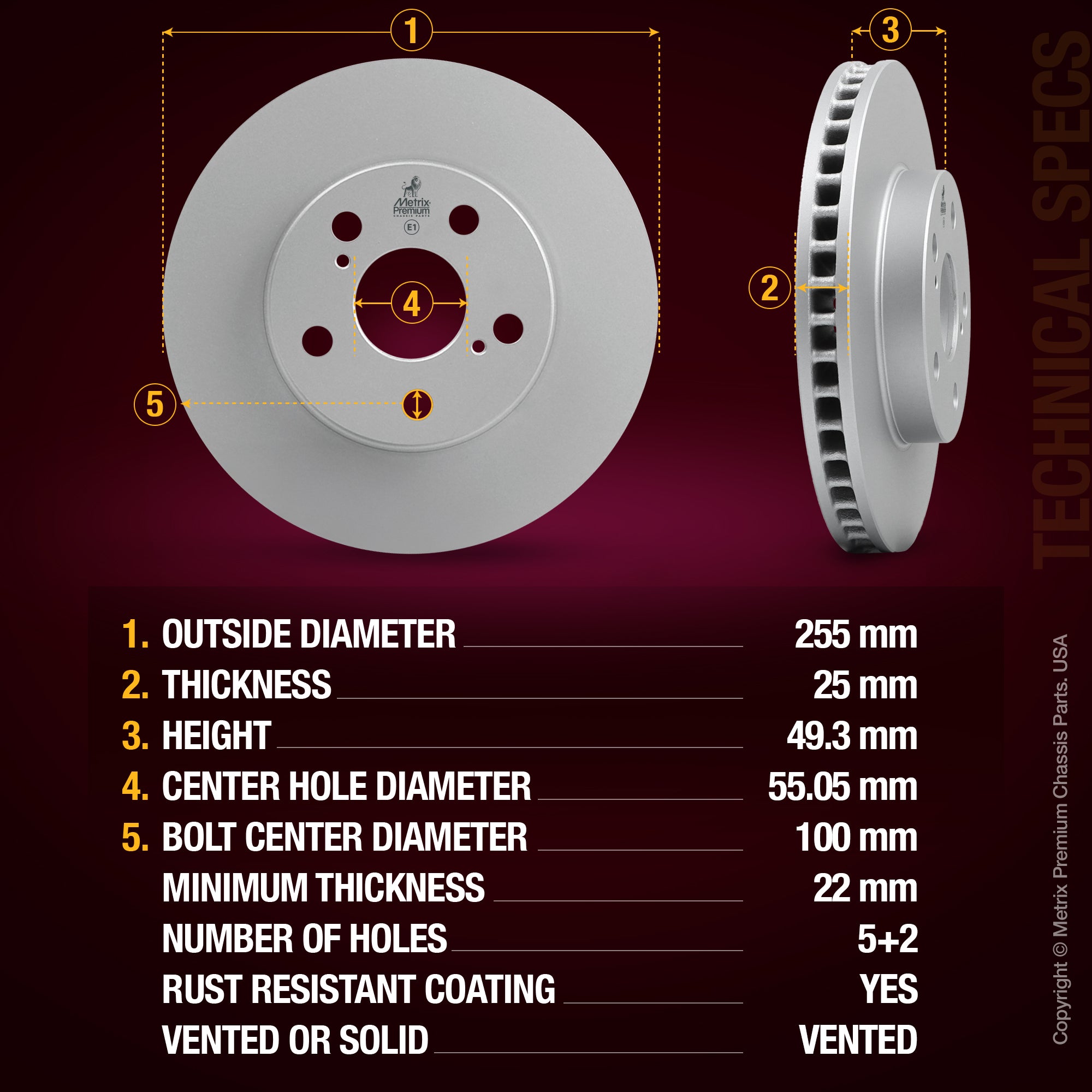 Metrix Premium Front Disc Brake Rotor 84852MF aftermarket car parts