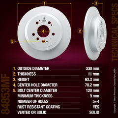 Metrix Premium Rear Disc Brake Rotor 84853MF aftermarket car parts