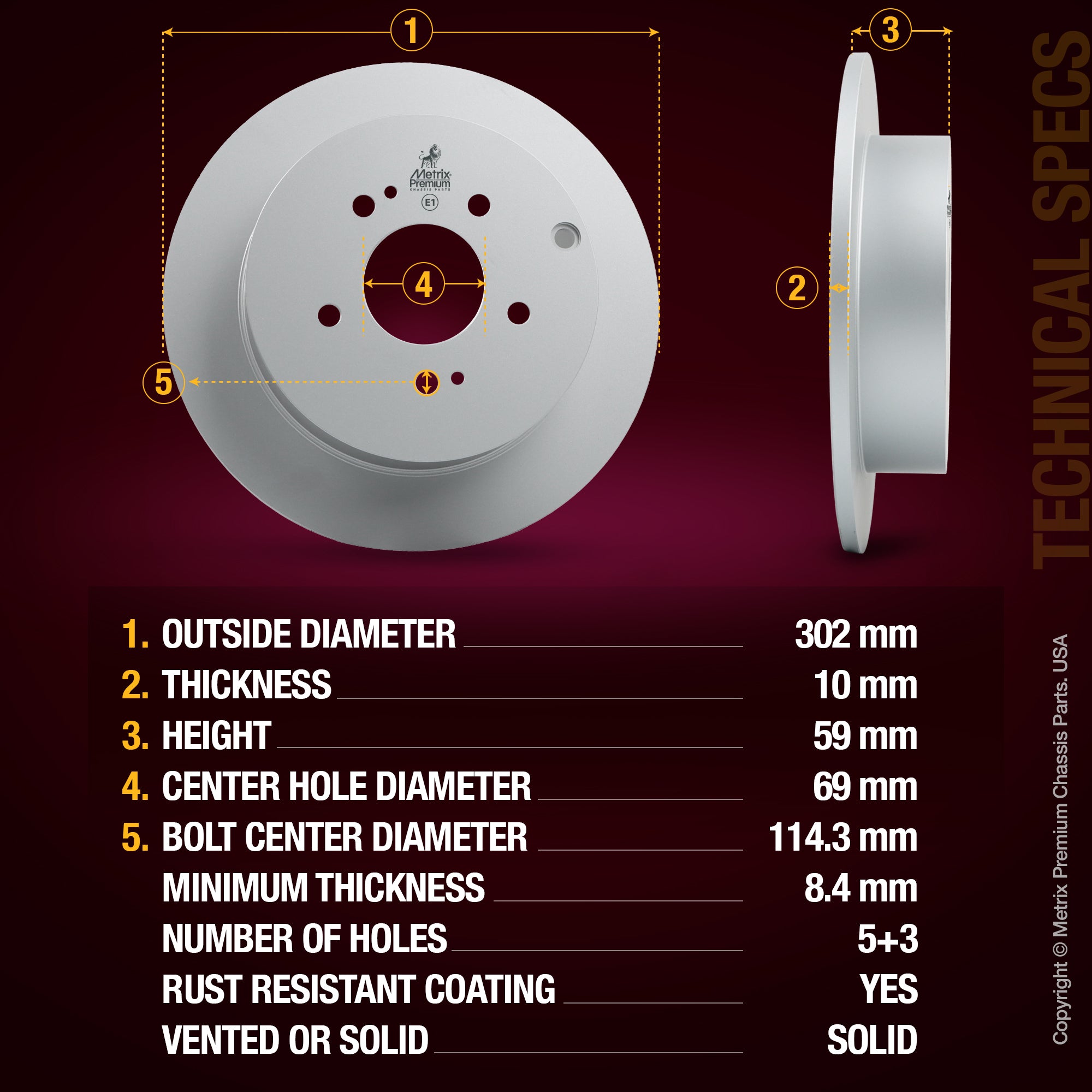 Metrix Premium Rear Disc Brake Rotor 84854MF aftermarket car parts