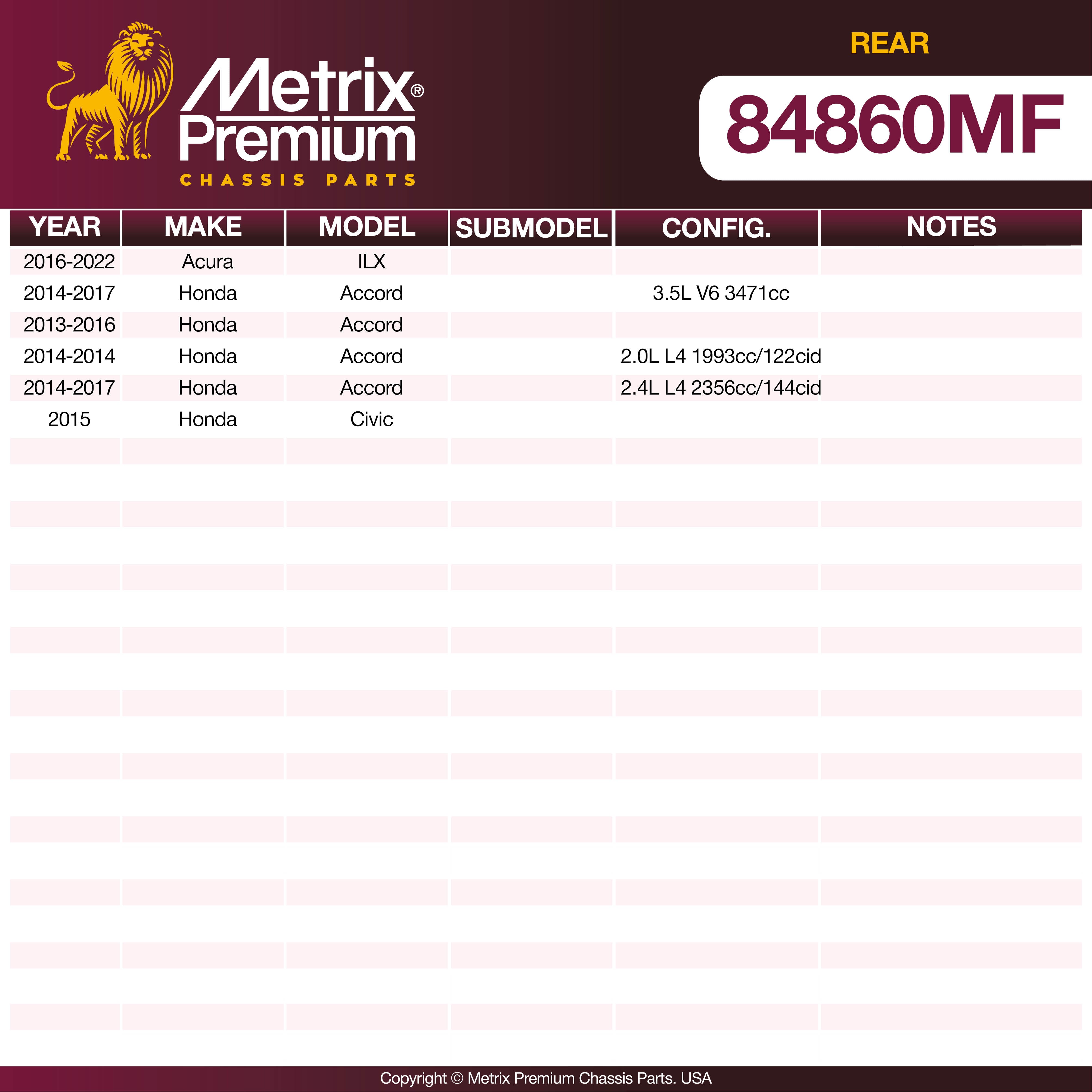 Metrix Premium Front Disc Brake Rotor 84860MF OEM fit spare parts
