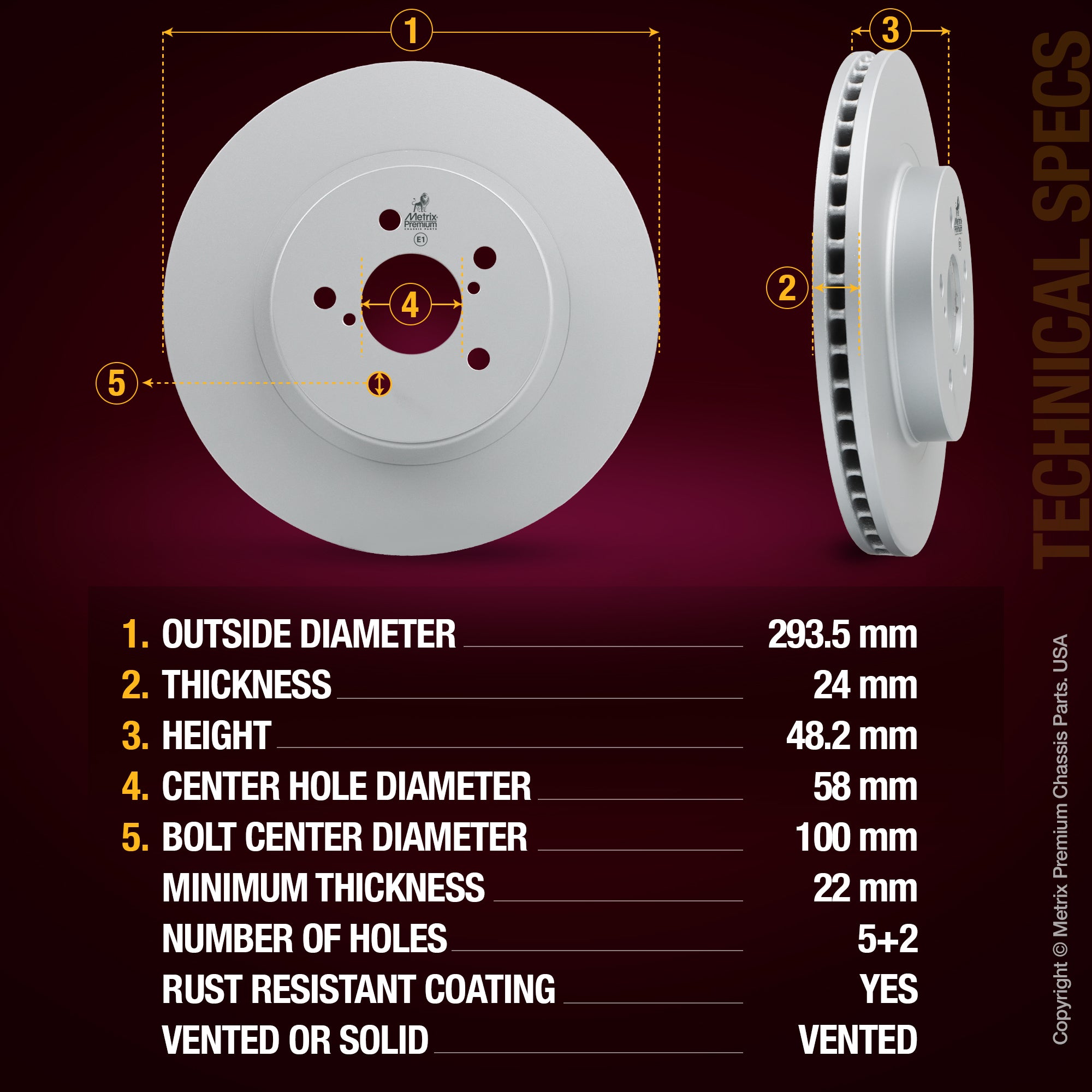 Metrix Premium Front Disc Brake Rotor Kit 92450MT aftermarket car parts