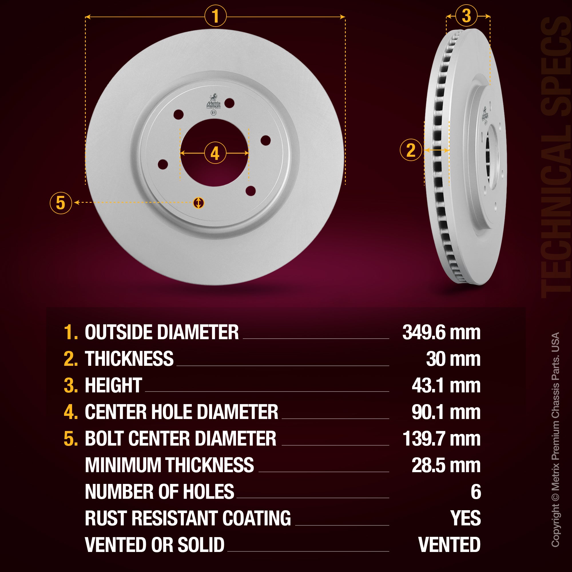 Metrix Premium Front Disc Brake Rotor 84881MF aftermarket car parts