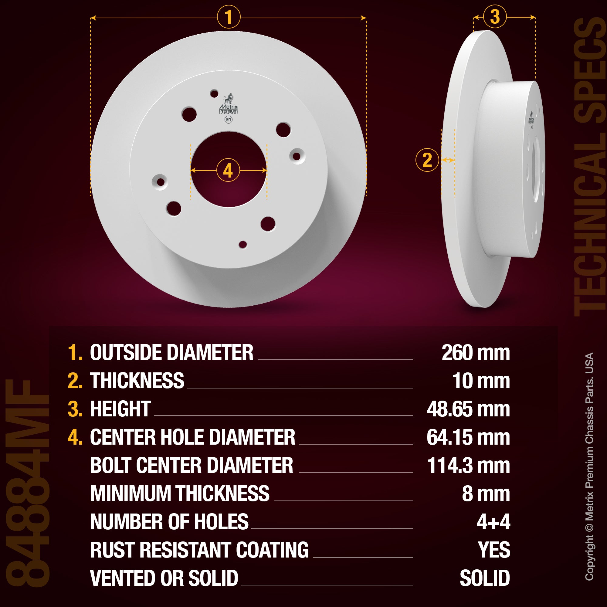Metrix Premium Chassis Parts Rear Disc Brake Rotor Kit 91800MT OEM fit auto parts