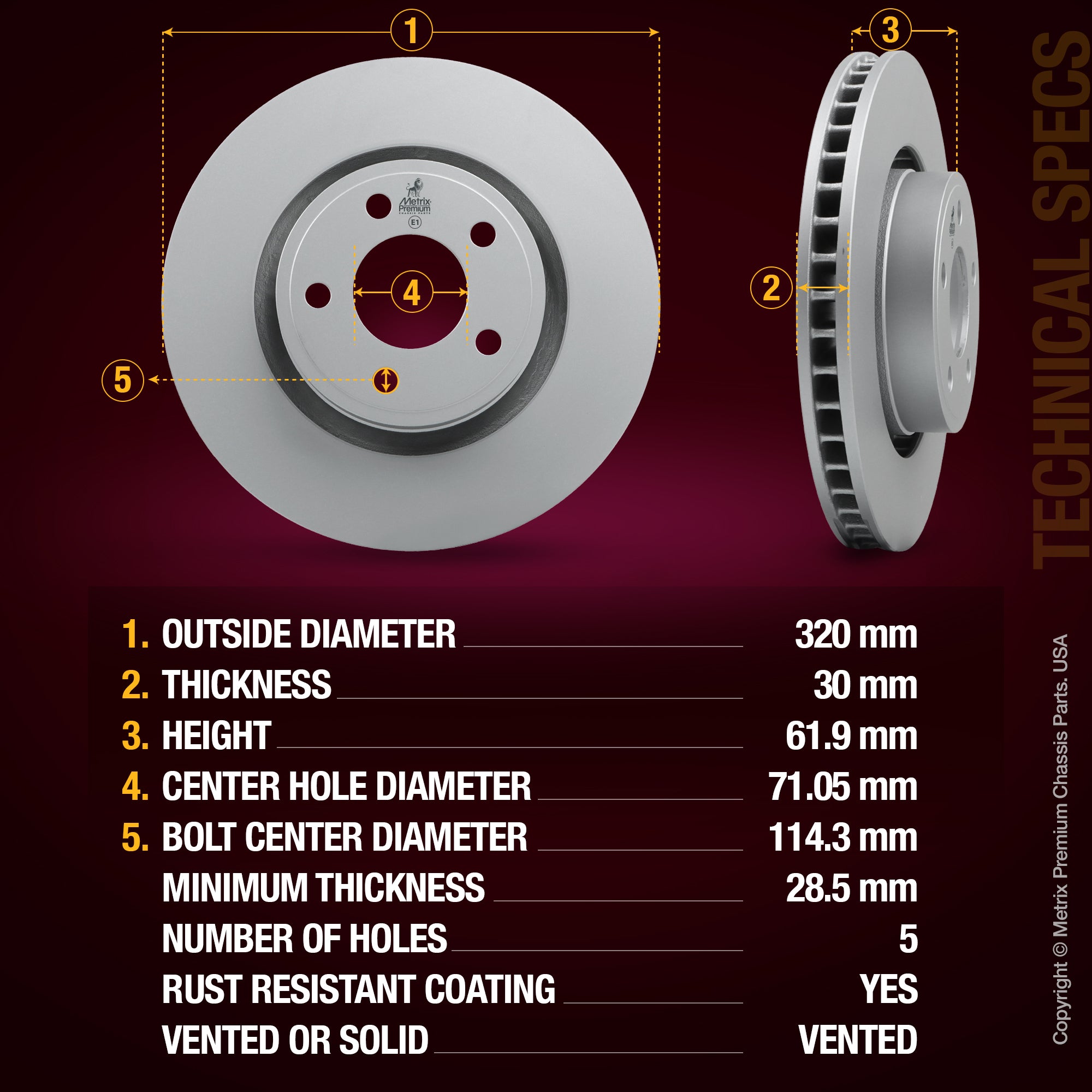 Metrix Premium Front Disc Brake Rotor Kit 92446MT aftermarket car parts