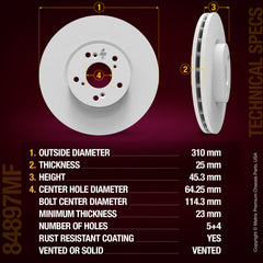 Metrix Premium Chassis Parts Front Disc Brake Rotor 84897MF OEM fit auto parts