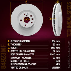 METRIX PREMIUM CHASSIS PARTS Disc Brake Rotor P/N:84923MF Fits: Lexus Gs200t, Lexus Gs300, Lexus Gs350, Lexus Gs450h, Lexus Gs460, Lexus Is200t, Lexus Is300, Lexus Is350, Lexus Rc200t, Lexus Rc300, Lexus Rc350