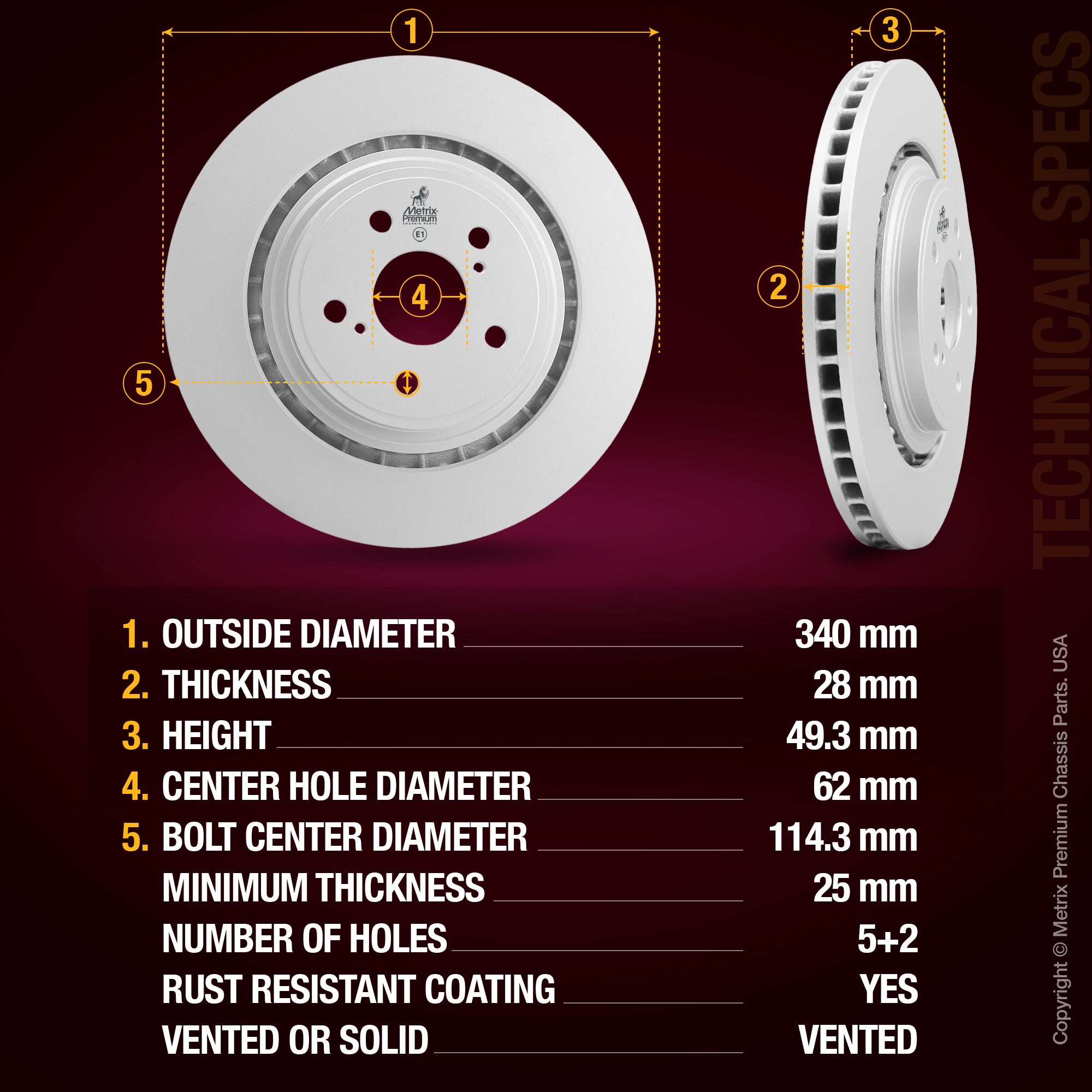 Metrix Premium Front Disc Brake Rotor Kit 92300MT aftermarket car parts