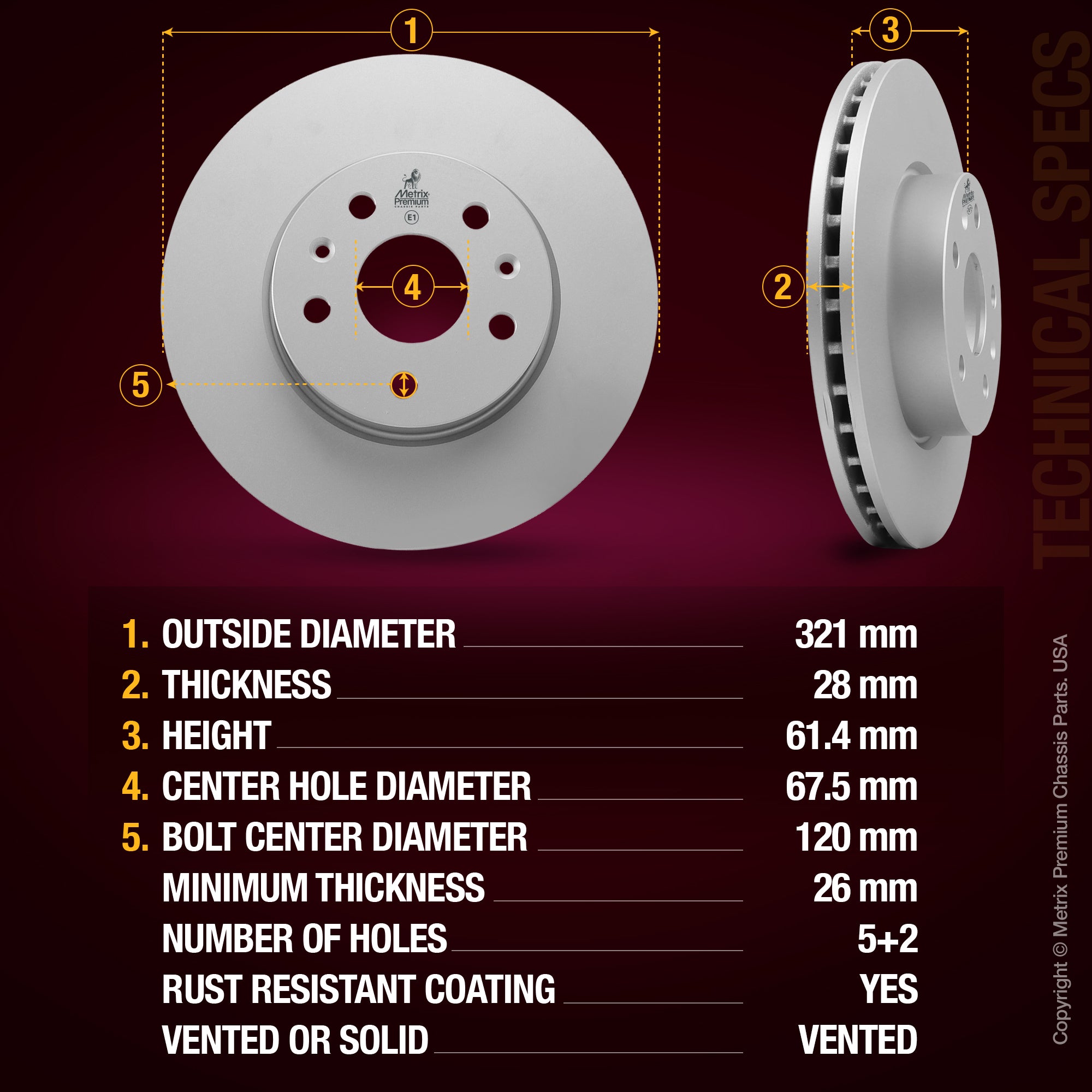 Metrix Premium Front Disc Brake Rotor Kit 92299MT aftermarket car parts
