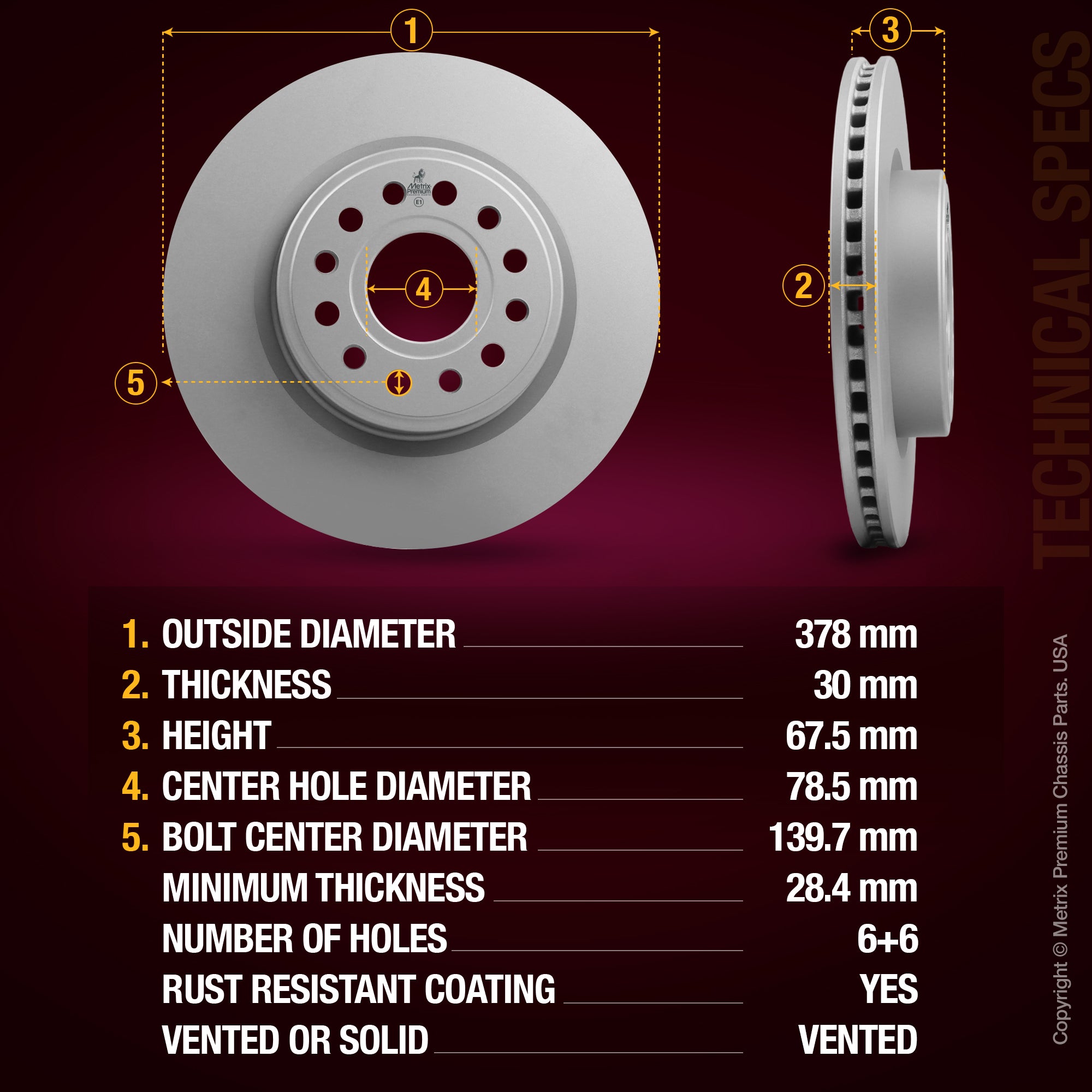 Metrix Premium Front Disc Brake Rotor Kit 92396MT aftermarket car parts