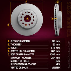 Metrix Premium Front Disc Brake Rotor Kit 92396MT aftermarket car parts