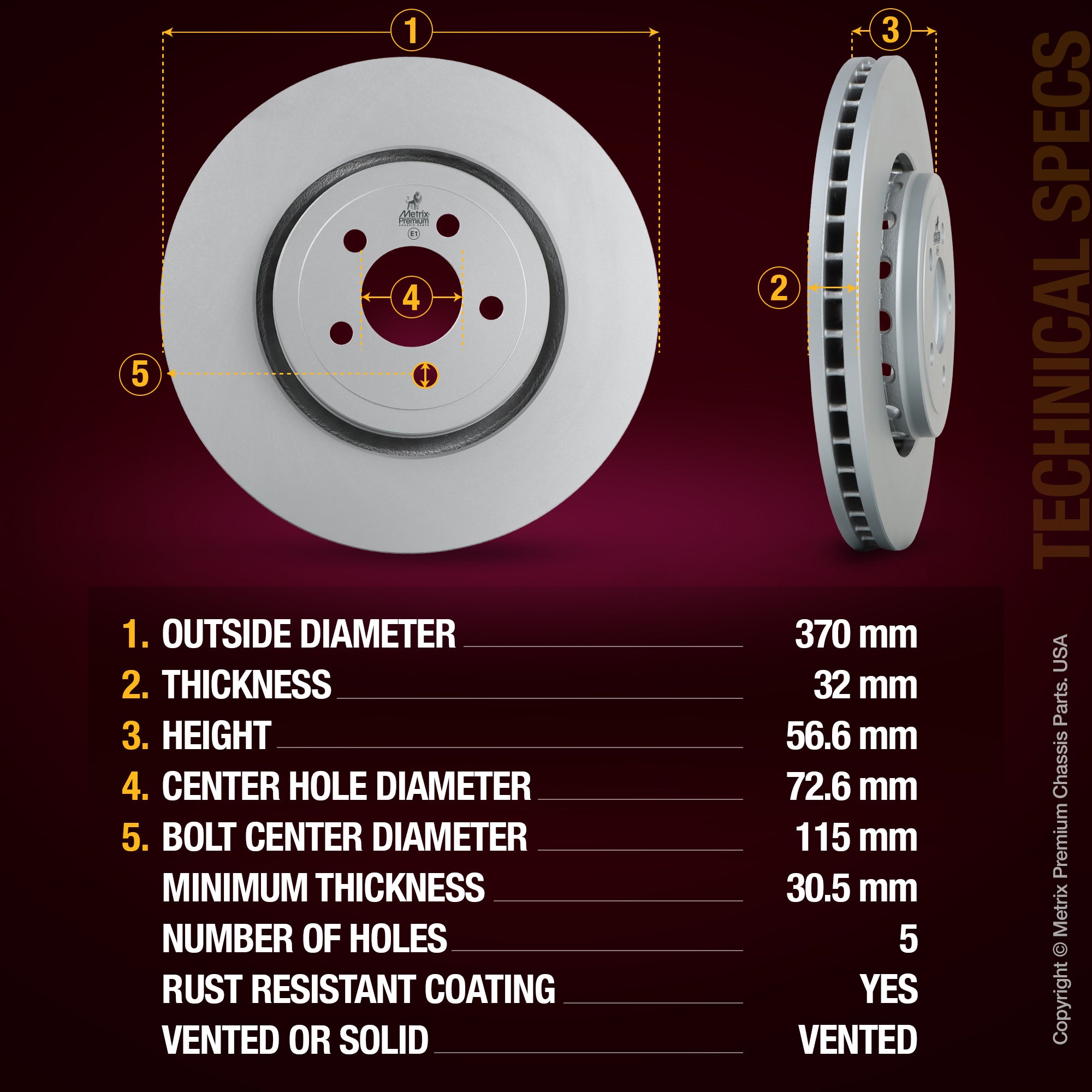 Metrix Premium Front Disc Brake Rotor 84972MF aftermarket car parts