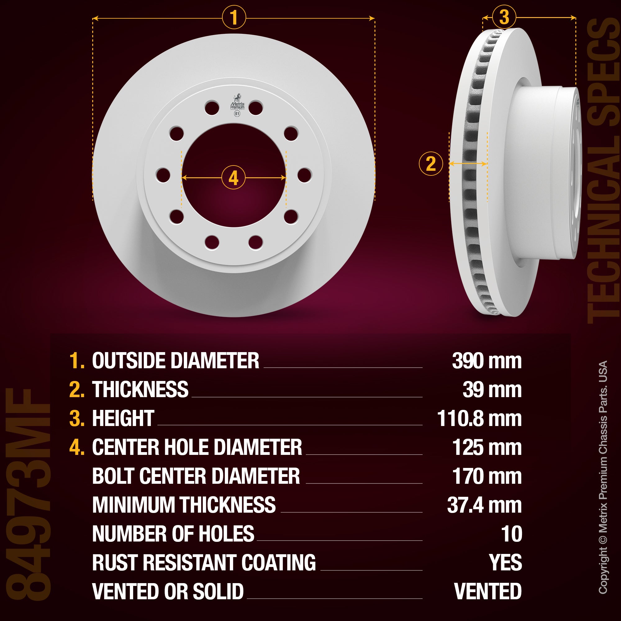 Metrix Premium Chassis Parts Front Disc Brake Rotor Kit 91769MT OEM fit auto parts