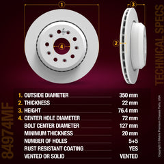 Metrix Premium Chassis Parts 2 PC Rear Disc Brake Rotor Kit 91768MT aftermarket car parts