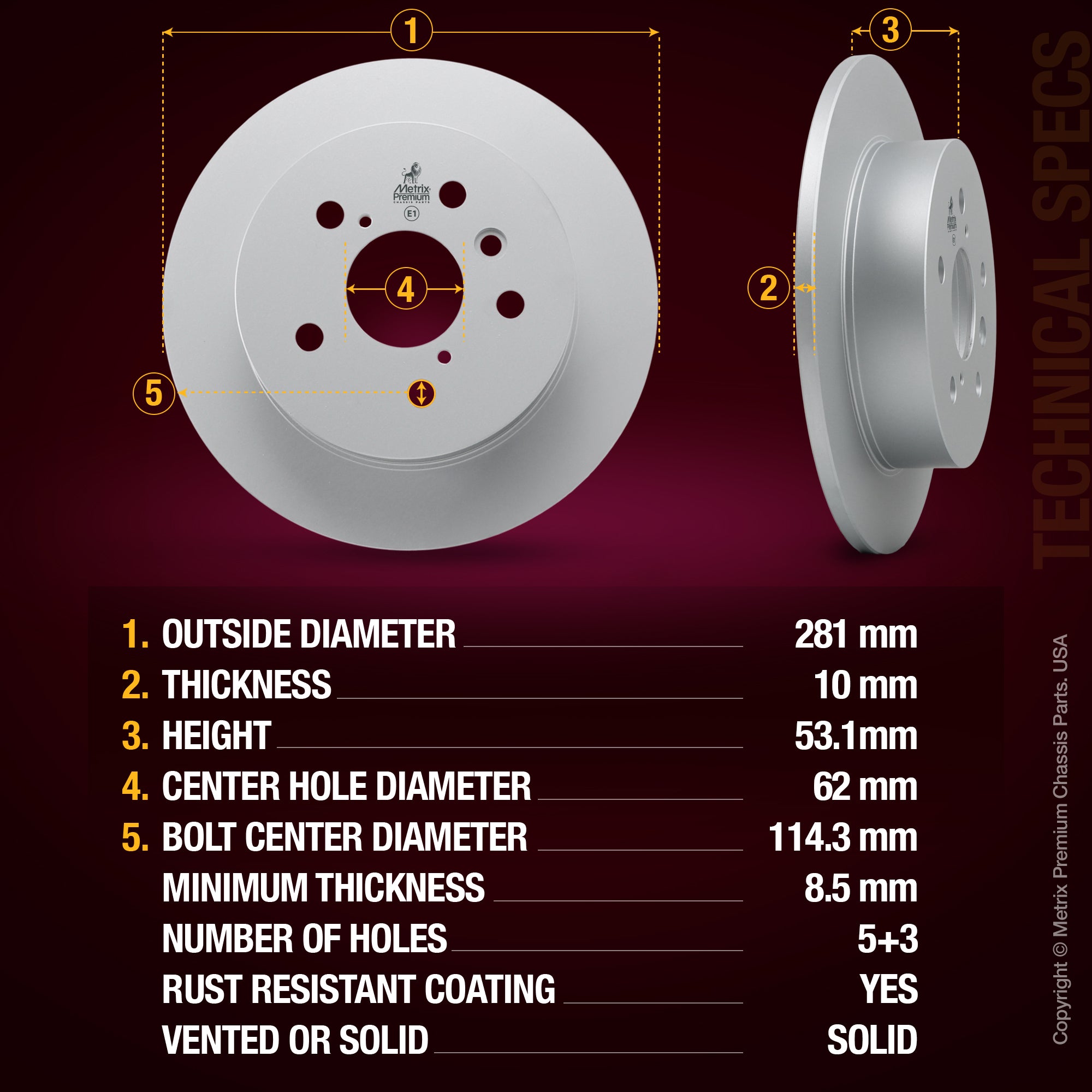 Metrix Premium Rear Disc Brake Rotor 84976MF aftermarket car parts