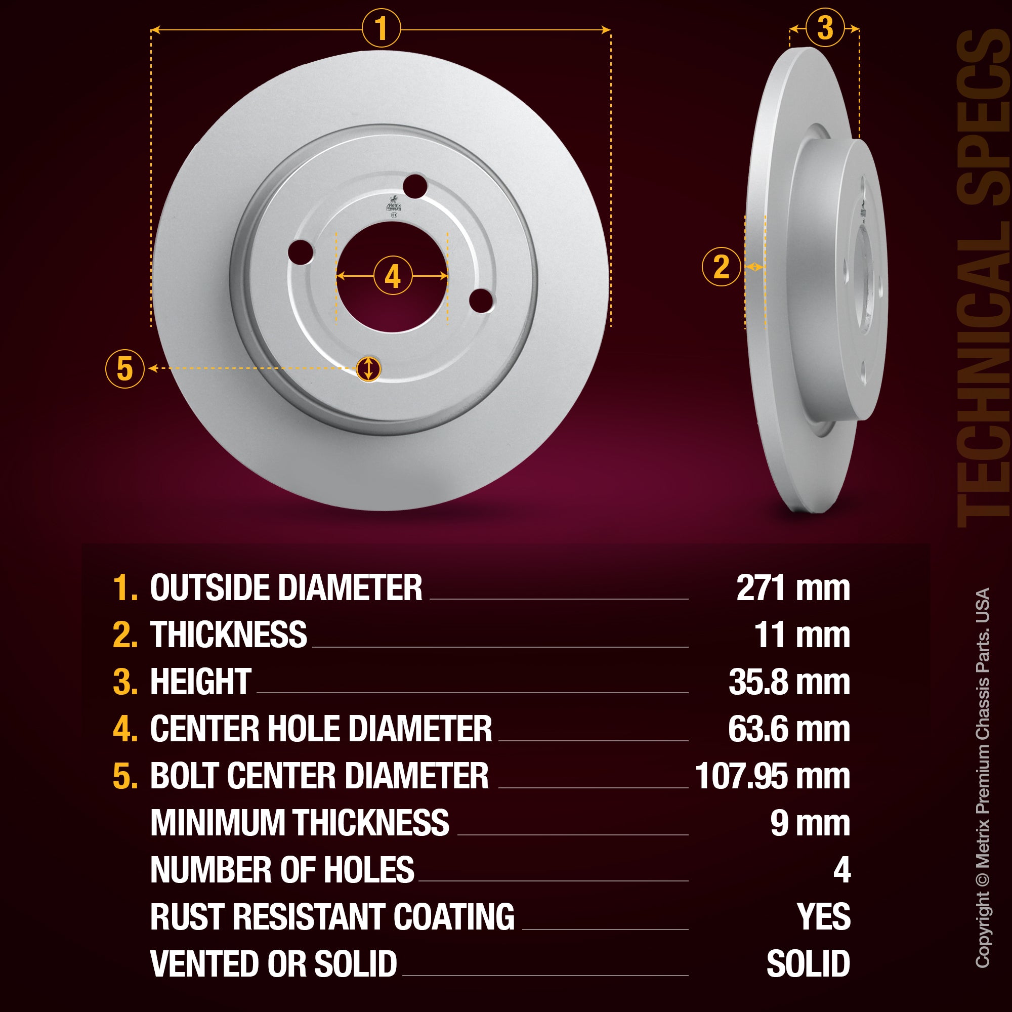 Metrix Premium Rear Disc Brake Rotor 84979MF aftermarket car parts