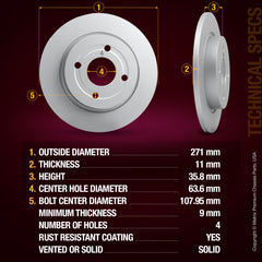 Metrix Premium Rear Disc Brake Rotor Kit 92532MT aftermarket car parts
