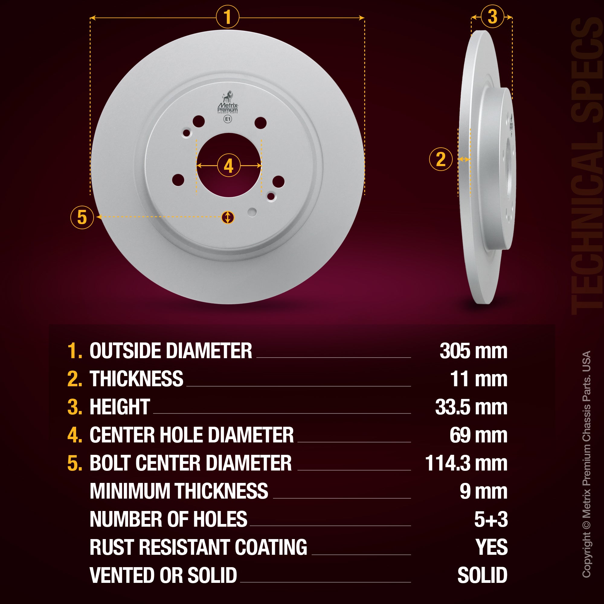 Metrix Premium Rear Disc Brake Rotor Kit 92635MT aftermarket car parts