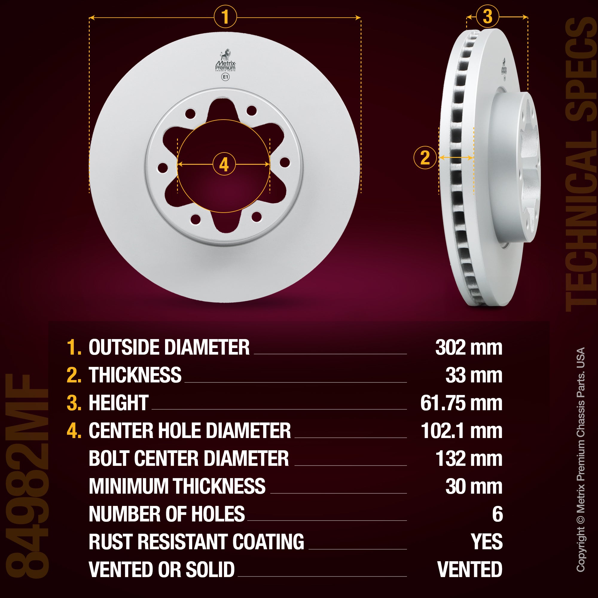 Metrix Premium Front Disc Brake Rotor Kit 92253MT aftermarket car parts