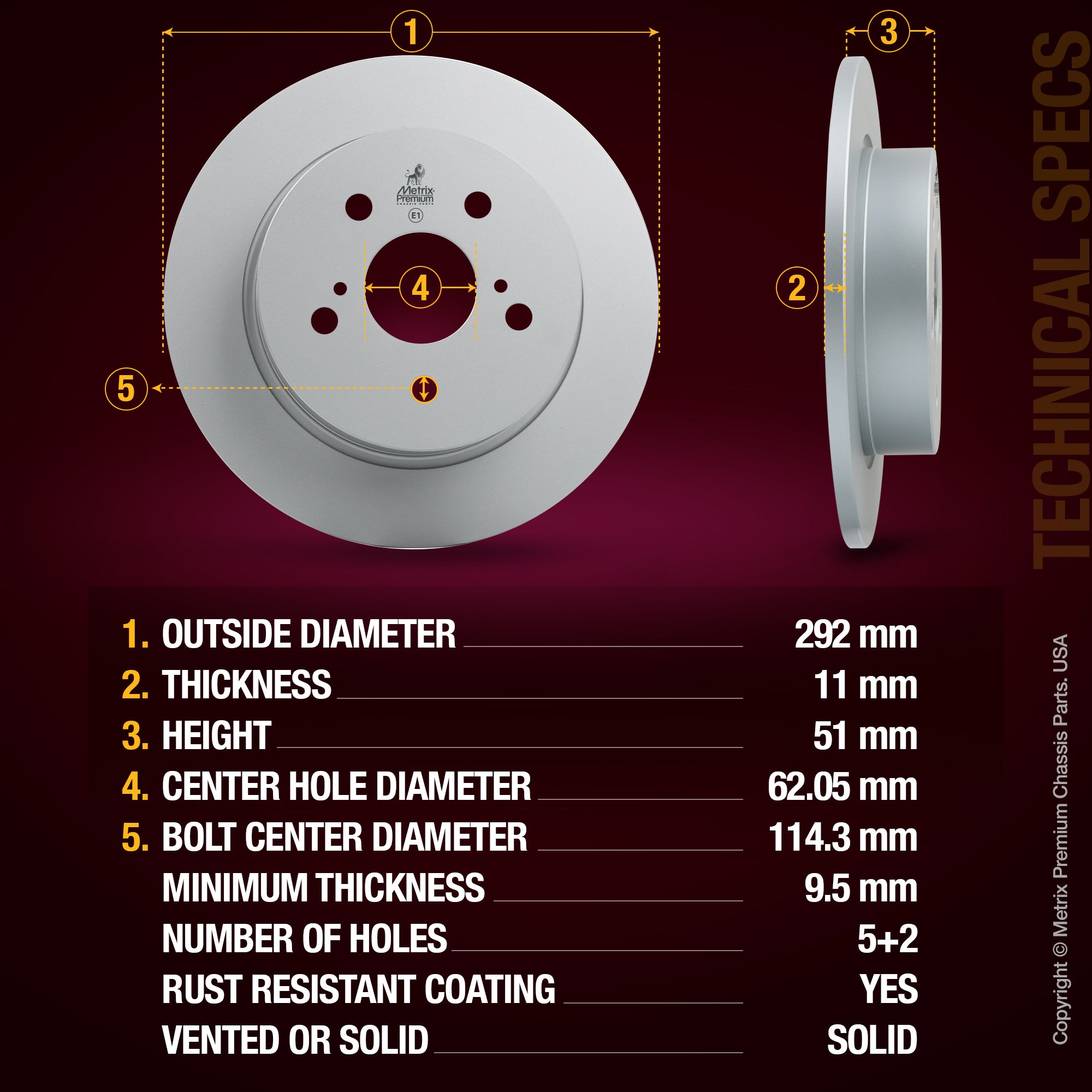 Metrix Premium Rear Disc Brake Rotor Kit 92741MT aftermarket car parts