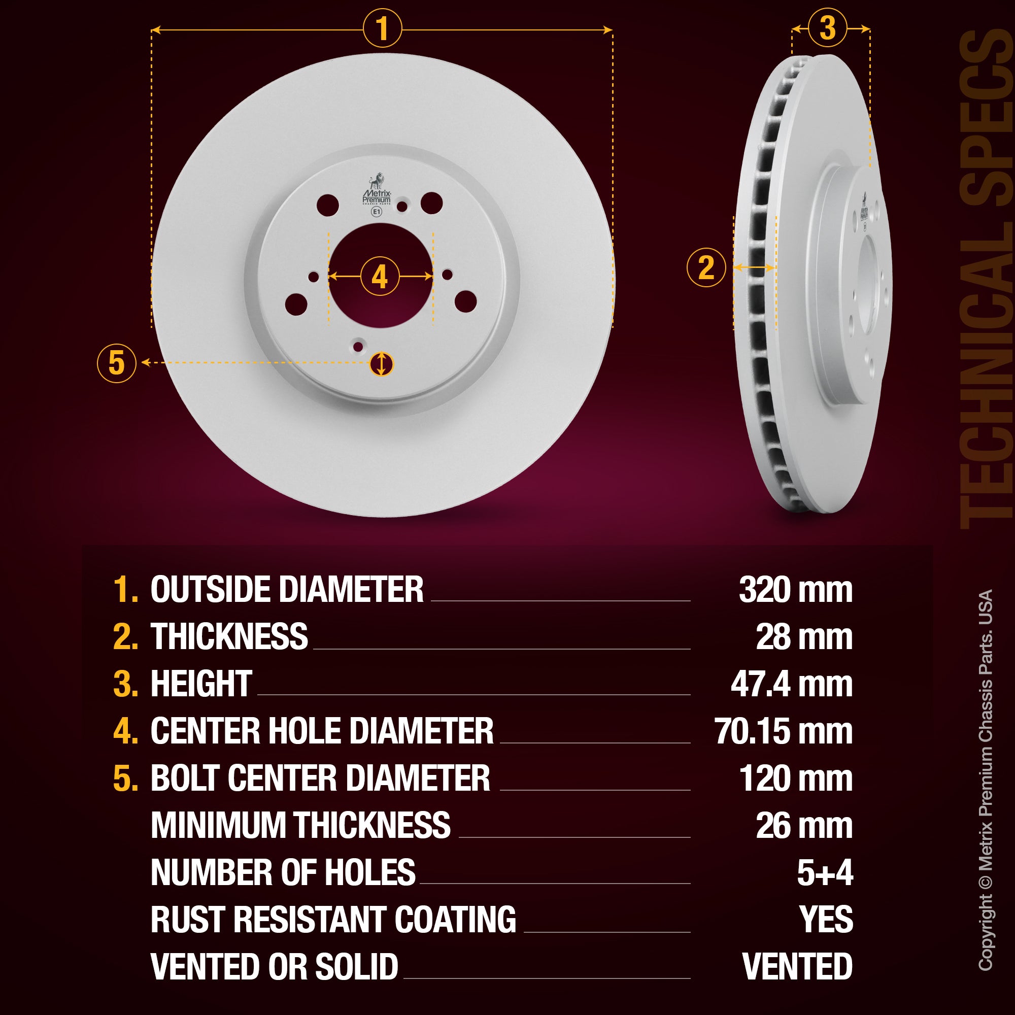 Metrix Premium Front Disc Brake Rotor Kit 92436MT aftermarket car parts