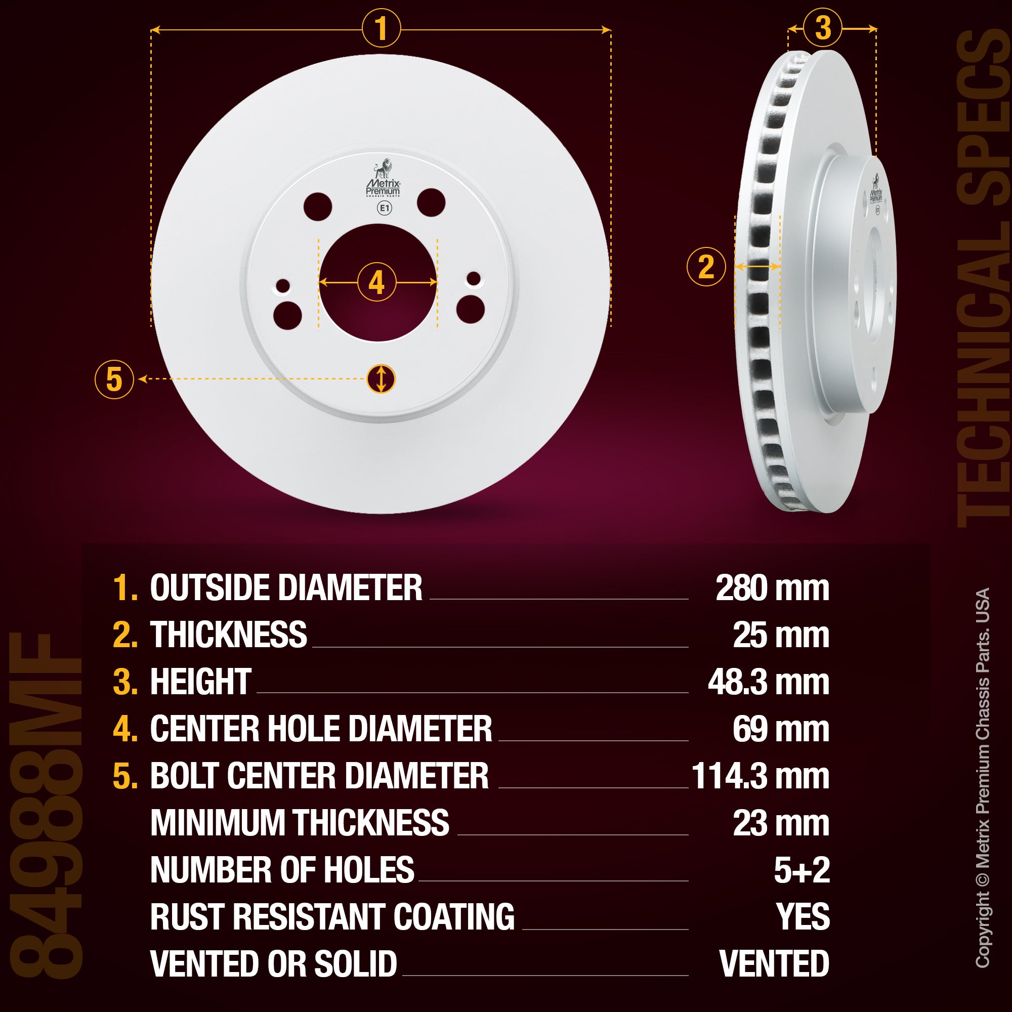 Metrix Premium Front Disc Brake Rotor Kit 92275MT aftermarket car parts