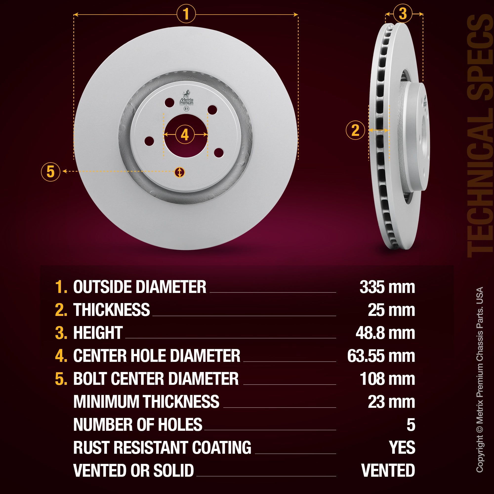 Metrix Premium Front Disc Brake Rotor Kit 92435MT aftermarket car parts