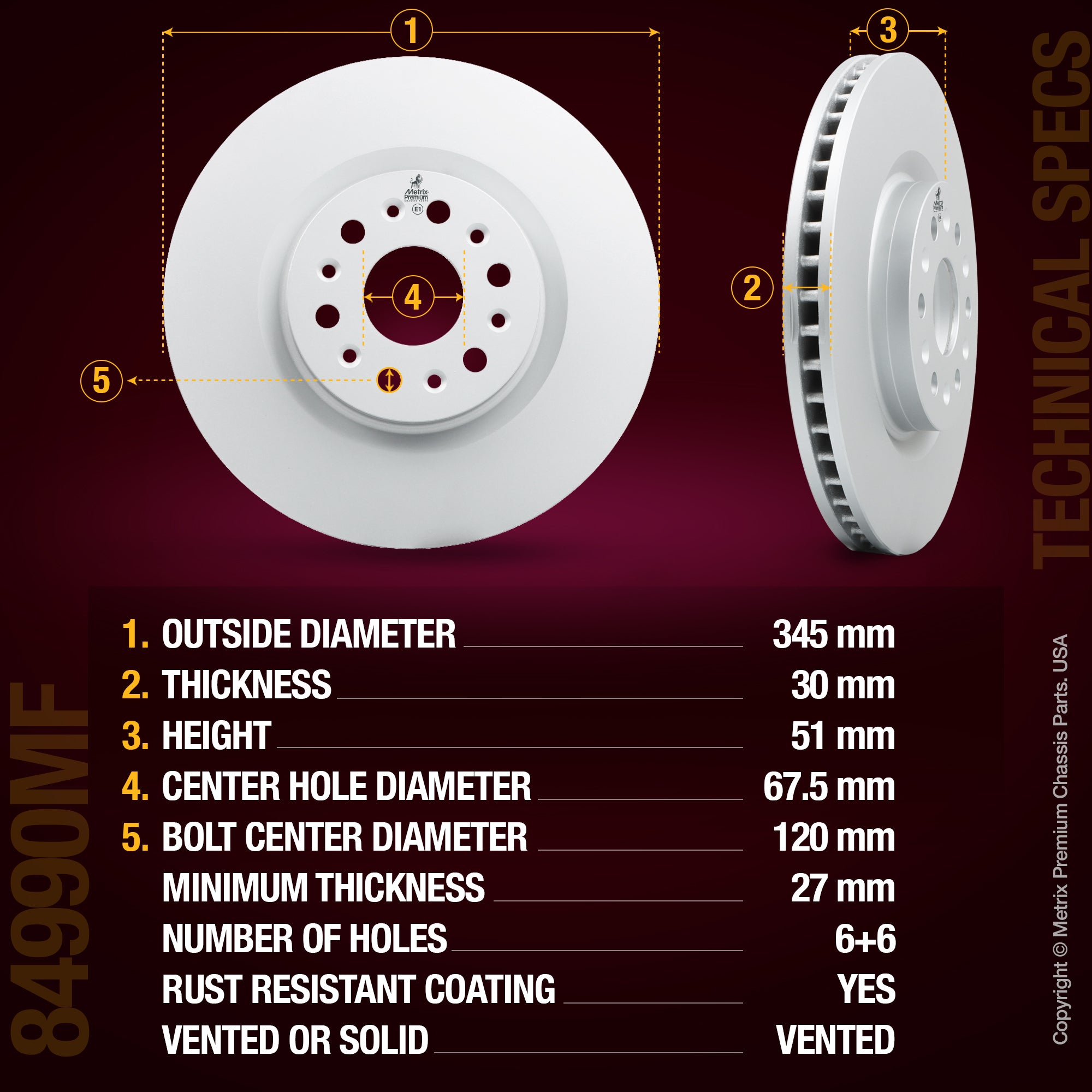 Metrix Premium Front Disc Brake Rotor 84990MF aftermarket car parts