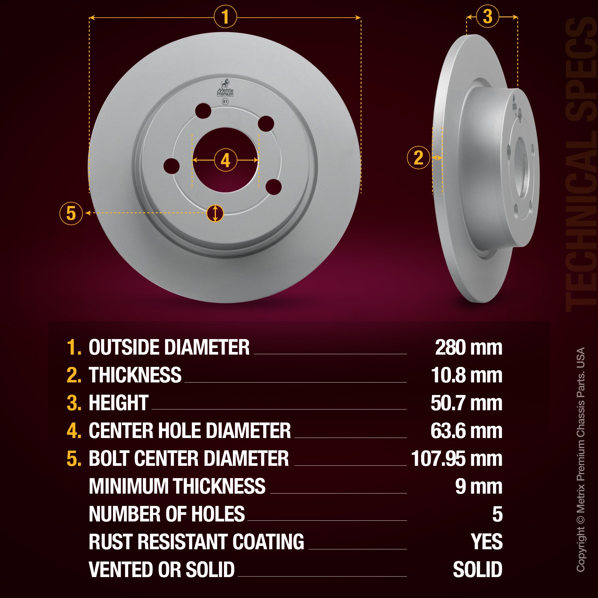Metrix Premium Rear Disc Brake Rotor Kit 92566MT aftermarket car parts
