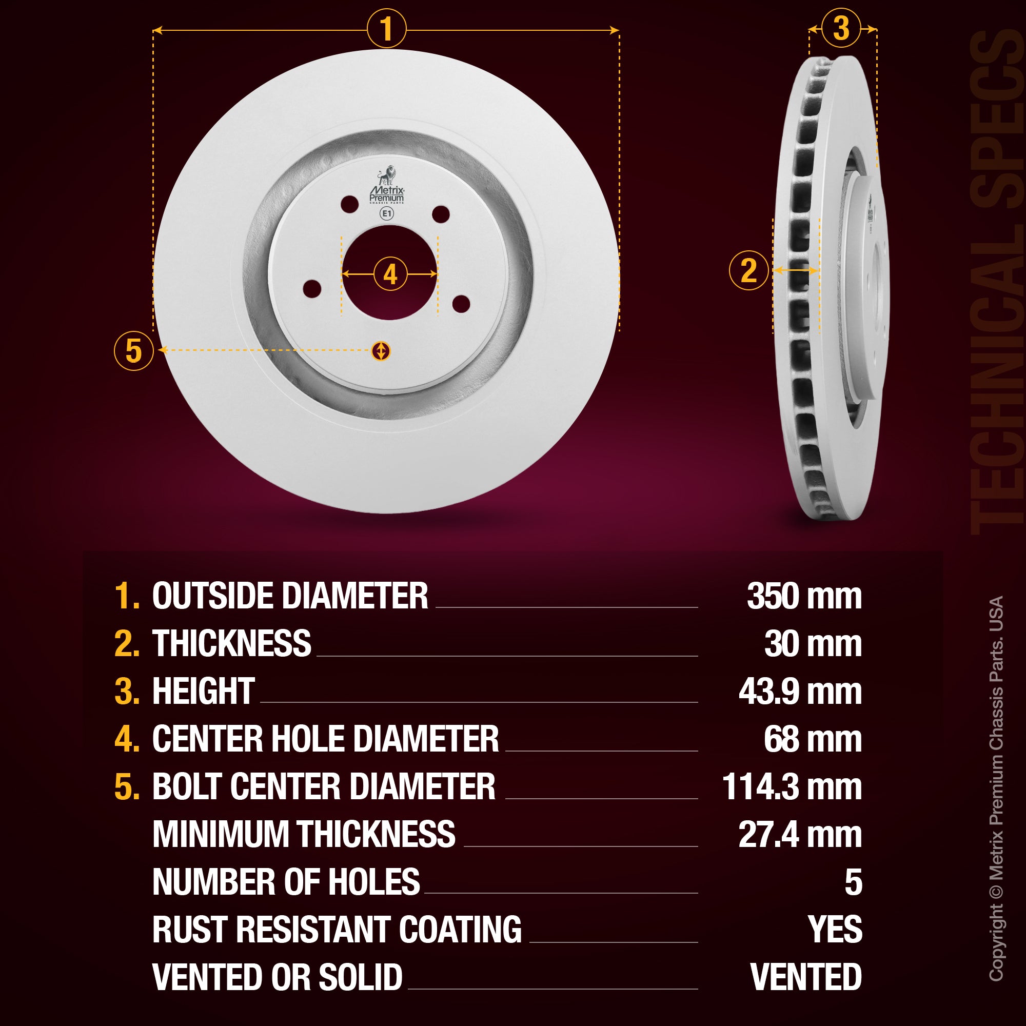Metrix Premium Front Disc Brake Rotor 84998MF aftermarket car parts