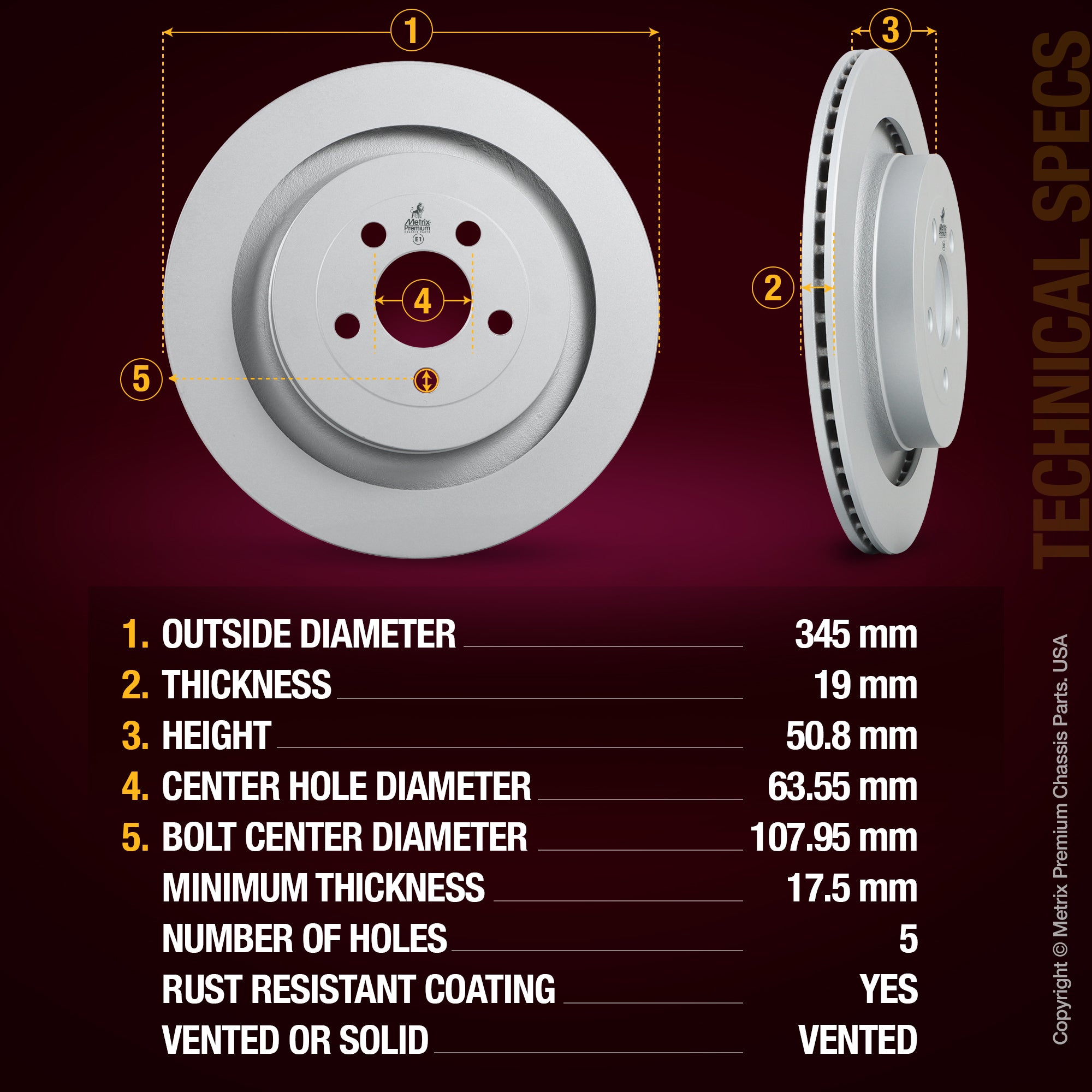 Metrix Premium Rear Disc Brake Rotor Kit 92432MT aftermarket car parts