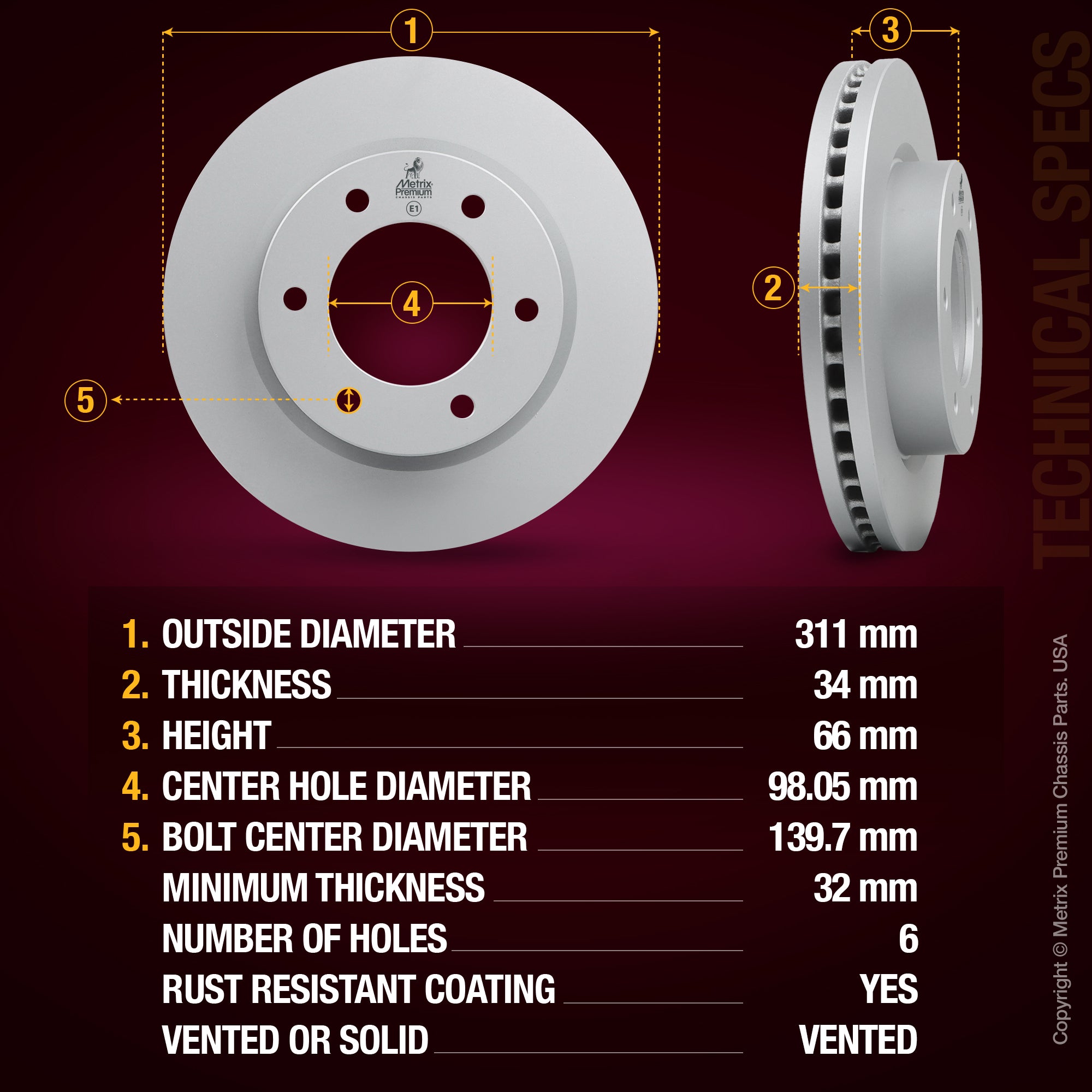 Metrix Premium Front Disc Brake Rotor Kit 92631MT aftermarket car parts