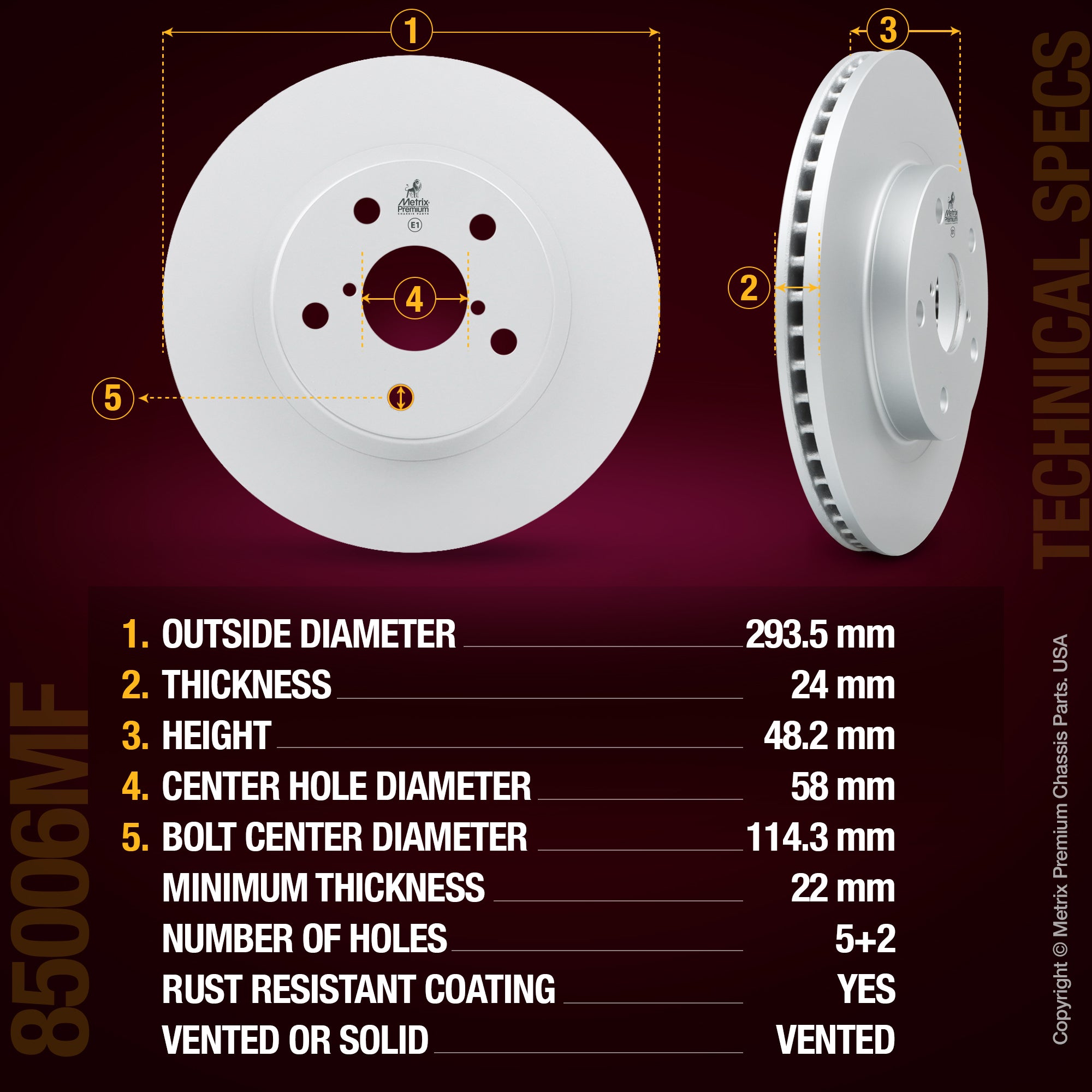 Metrix Premium Front Disc Brake Rotor Kit 92273MT aftermarket car parts