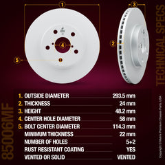 Metrix Premium Front Disc Brake Rotor 85006MF aftermarket car parts