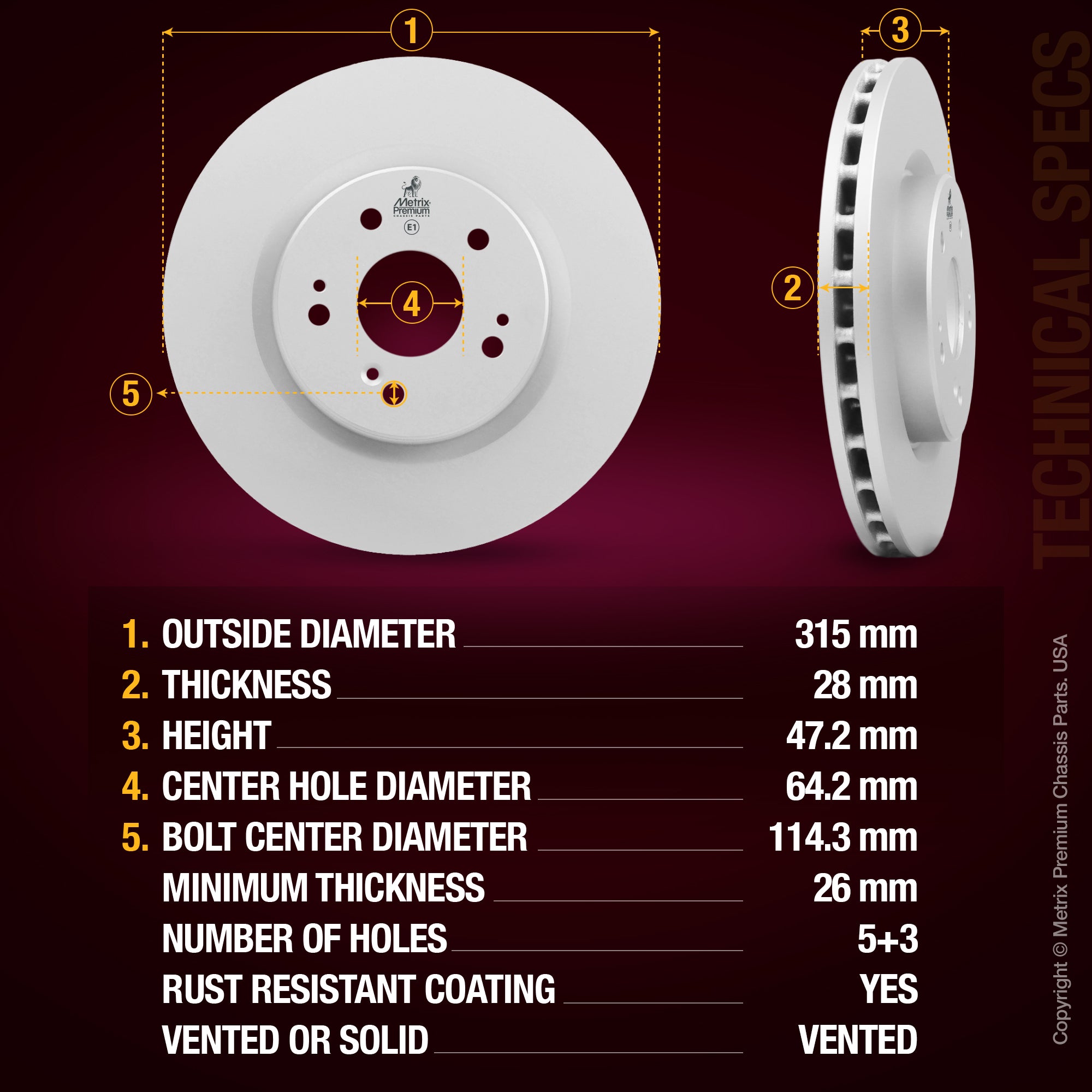 Metrix Premium Front Disc Brake Rotor Kit 92343MT aftermarket car parts