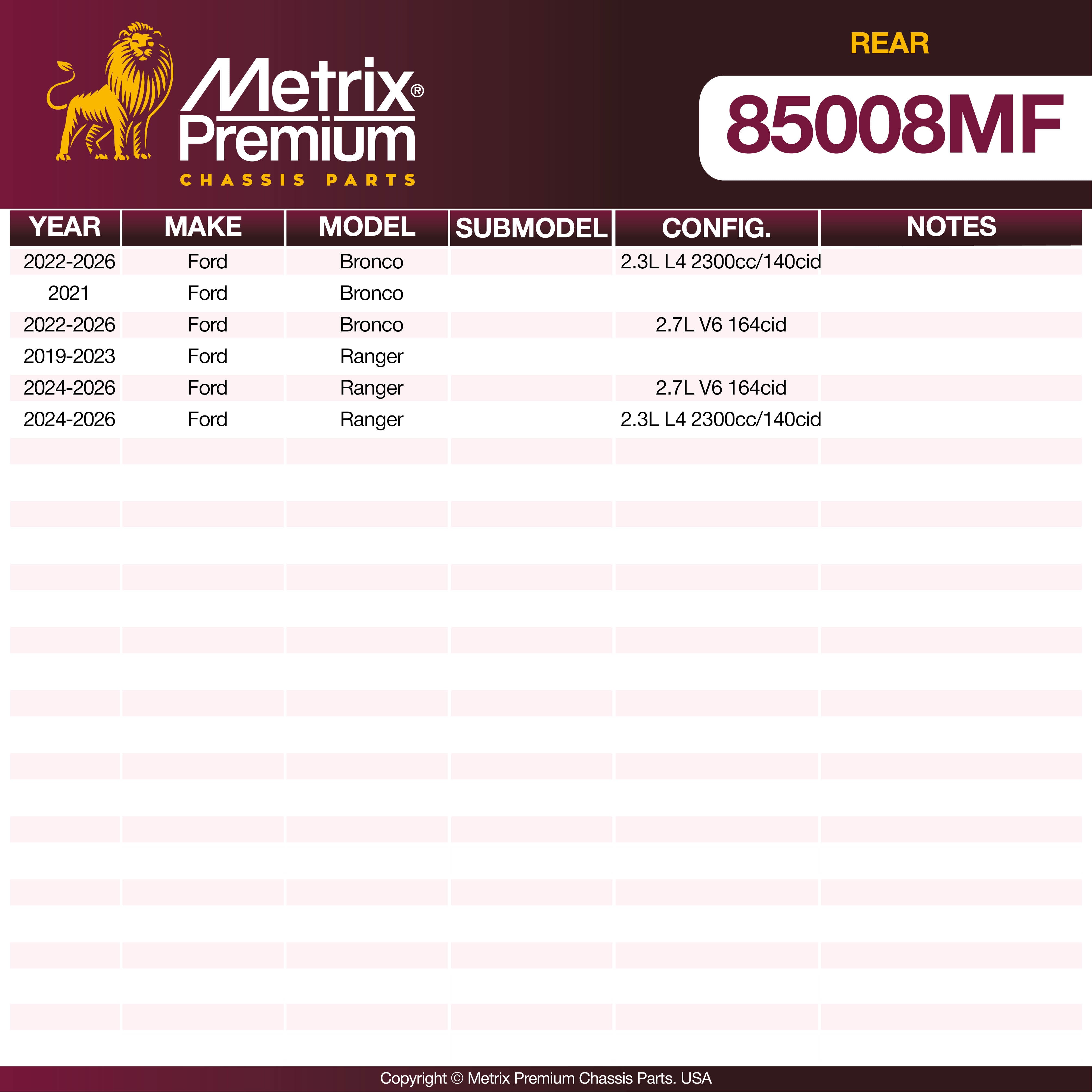 Metrix Premium Rear Disc Brake Rotor 85008MF OEM fit spare parts