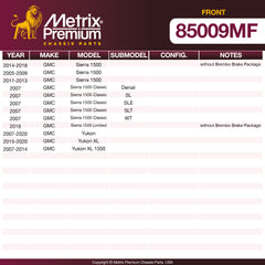 Metrix Premium Front Disc Brake Rotor 85009MF aftermarket car parts