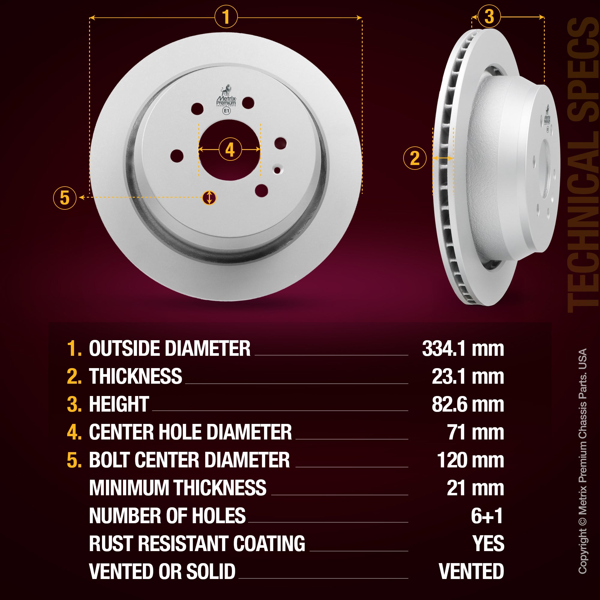 Metrix Premium Rear Disc Brake Rotor 85010MF aftermarket car parts