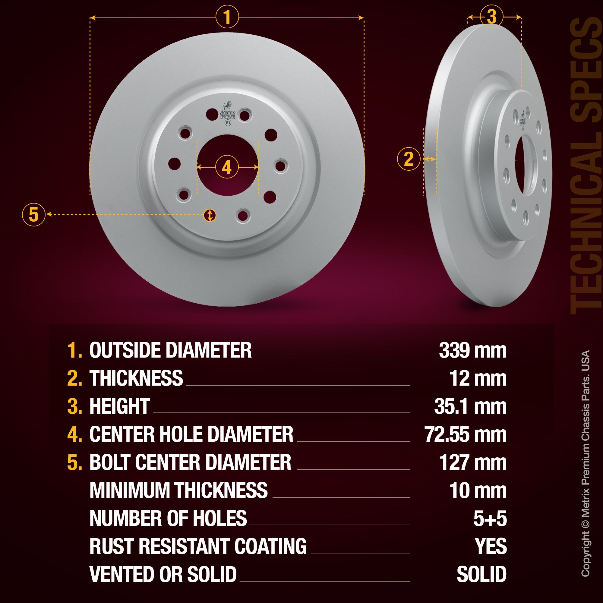 Metrix Premium Rear Disc Brake Rotor Kit 92428MT aftermarket car parts