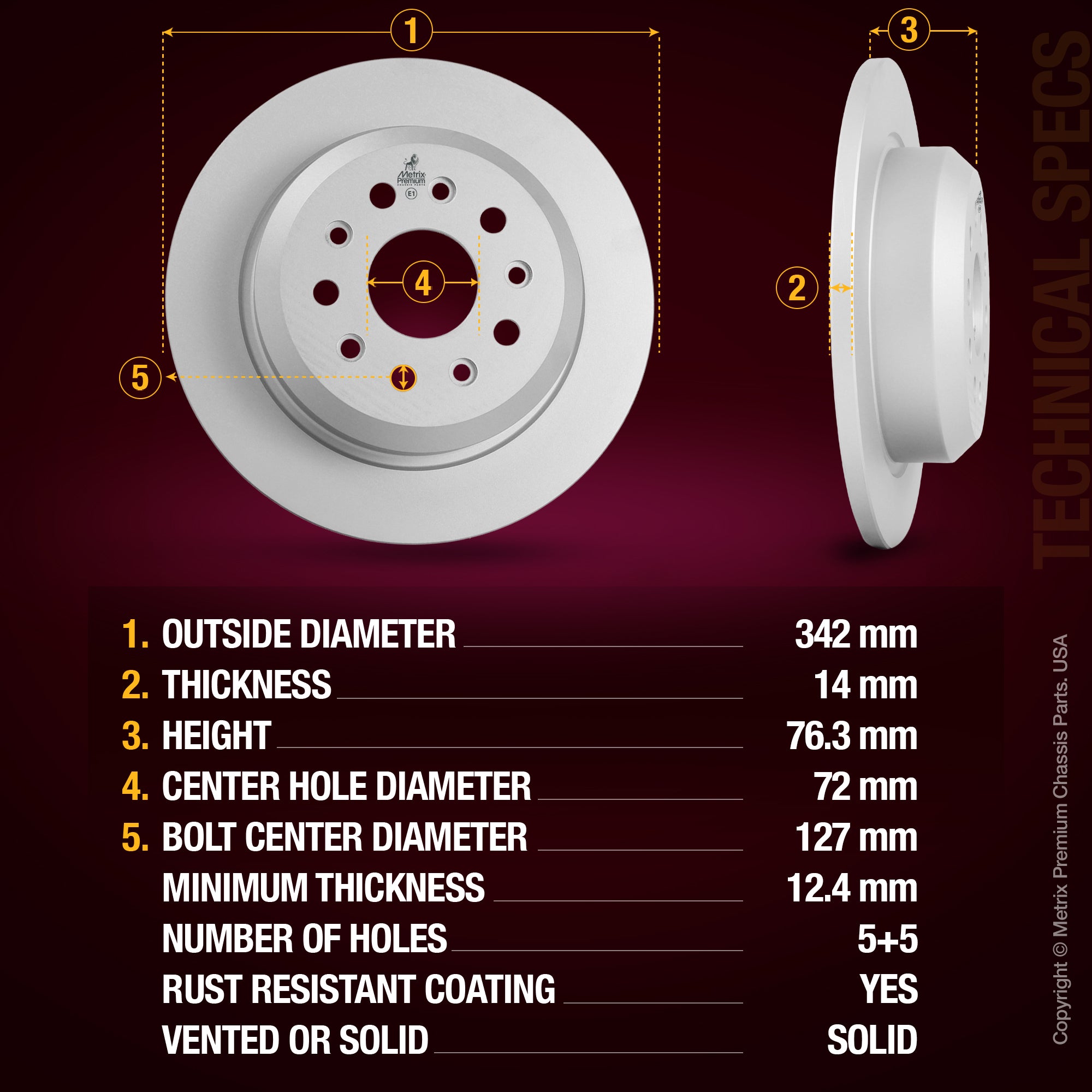 Metrix Premium Rear Disc Brake Rotor Kit 92298MT aftermarket car parts