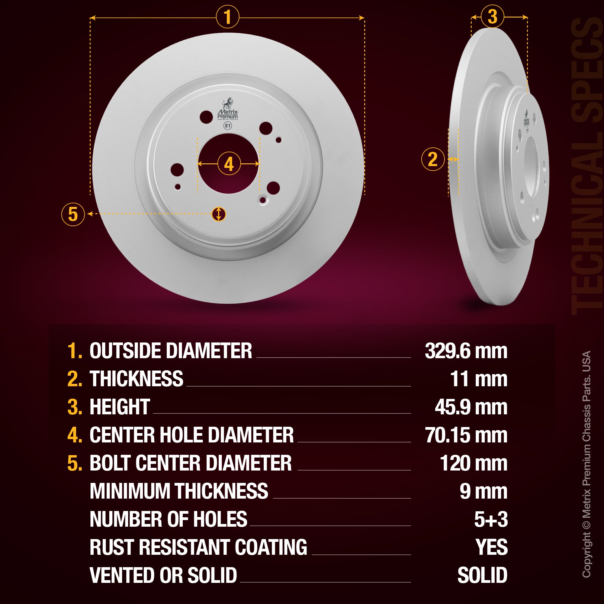 Metrix Premium Rear Disc Brake Rotor 85014MF aftermarket car parts