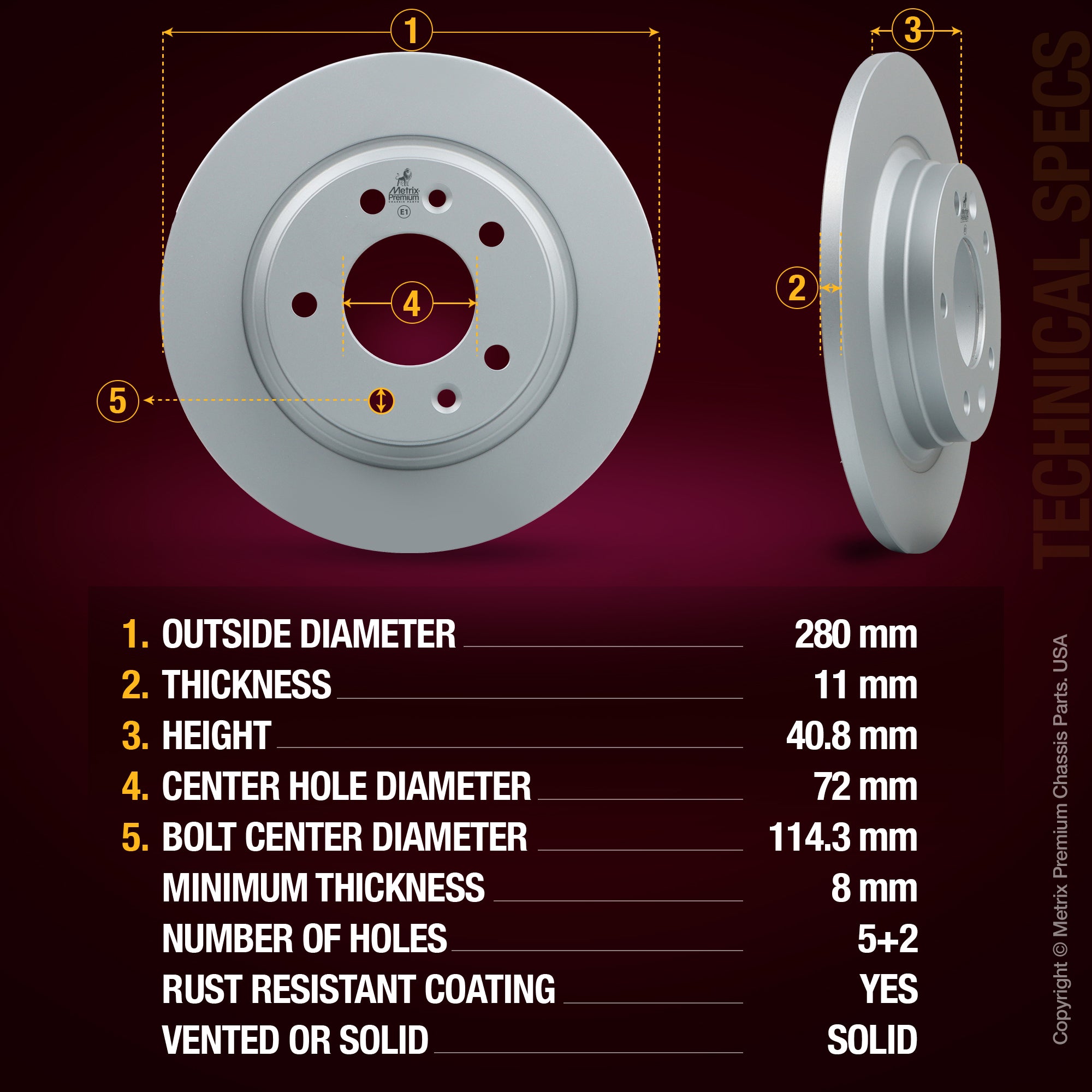 Metrix Premium Rear Disc Brake Rotor Kit 92427MT aftermarket car parts