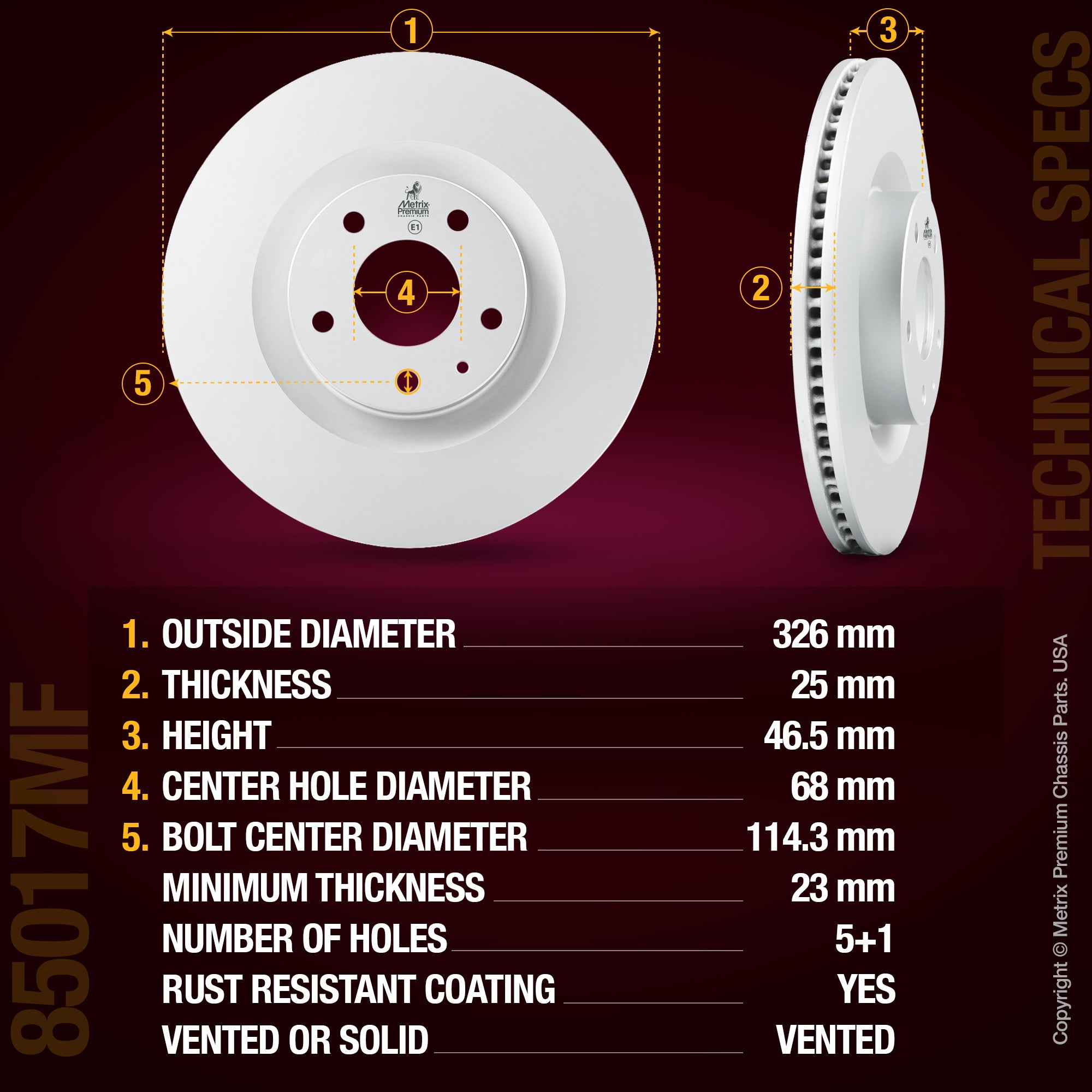 Metrix Premium Front Disc Brake Rotor Kit 92248MT aftermarket car parts