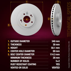 Metrix Premium Front Disc Brake Rotor Kit 92426MT aftermarket car parts
