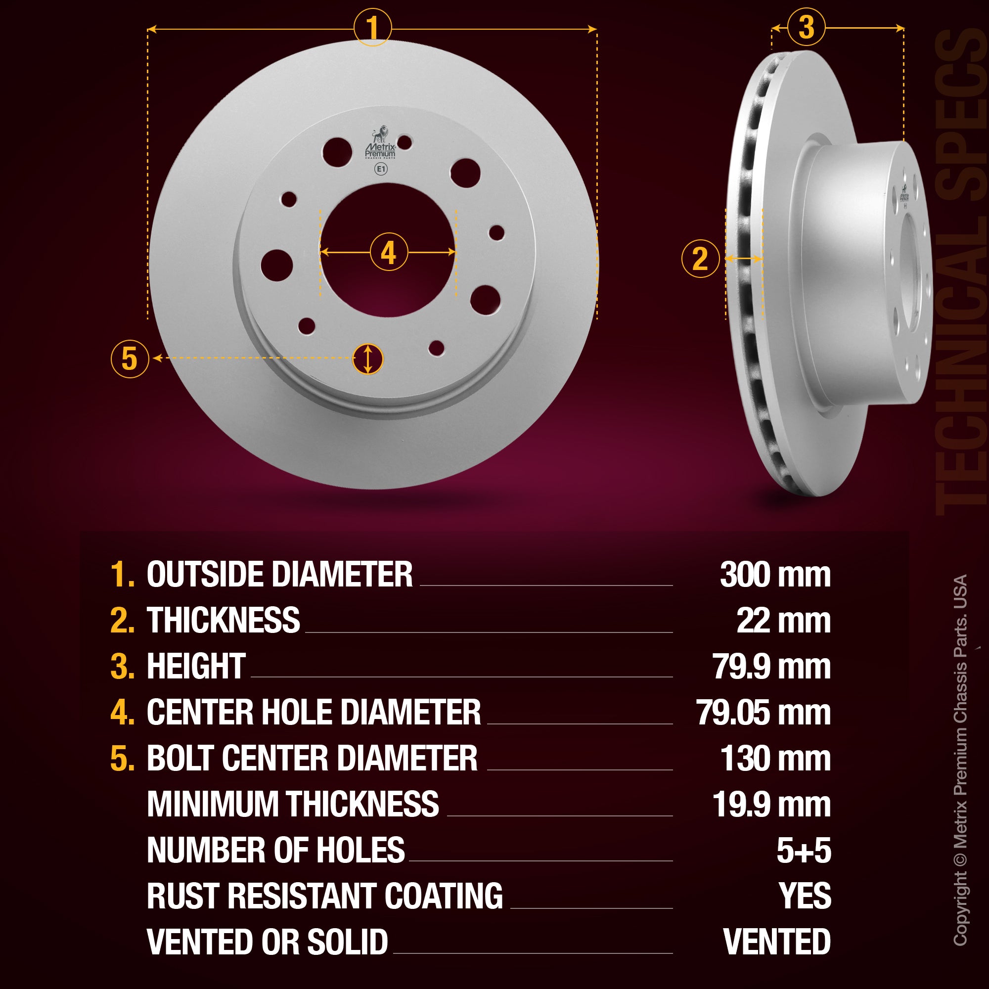 Metrix Premium Rear Disc Brake Rotor 85020MF aftermarket car parts