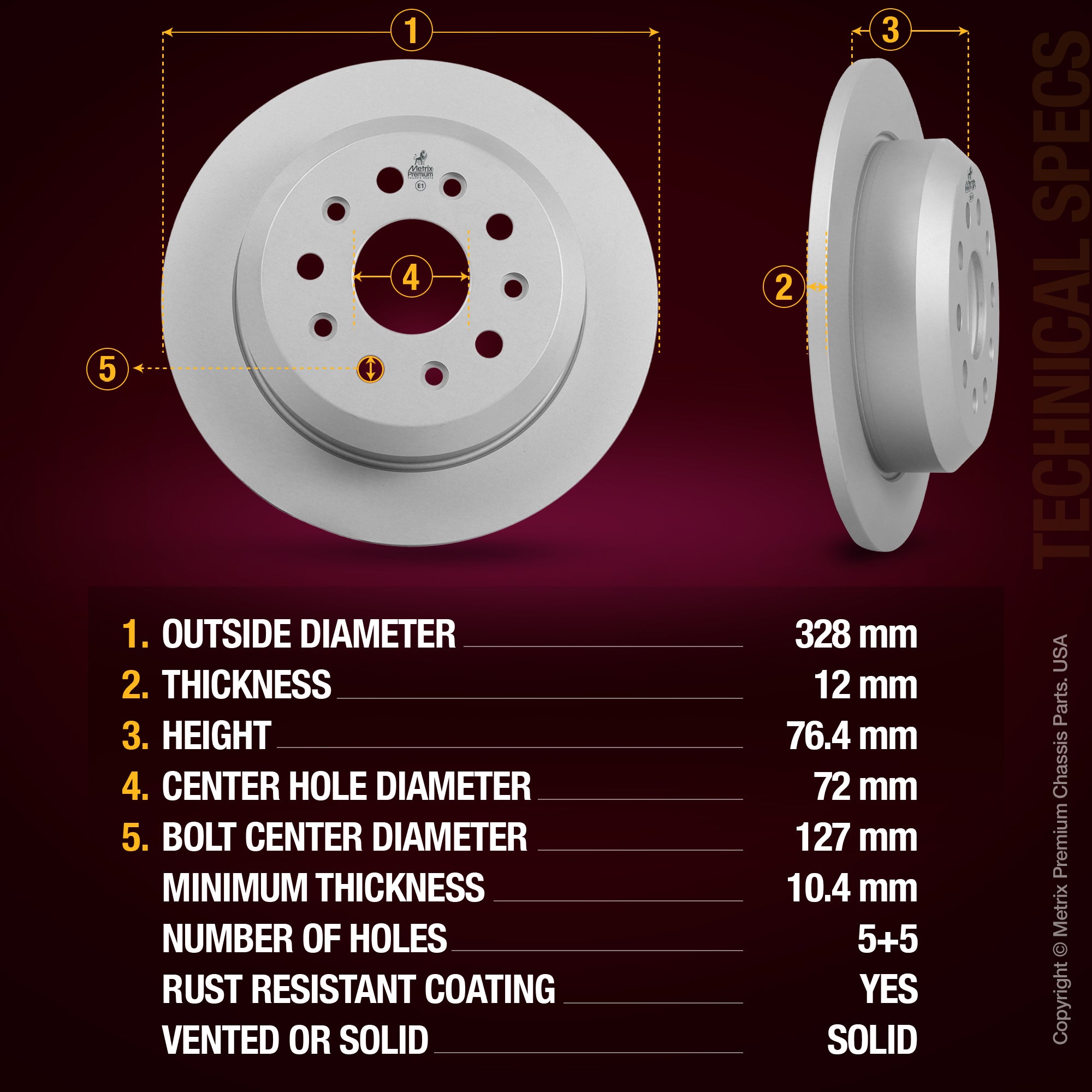 Metrix Premium Rear Disc Brake Rotor Kit 92297MT aftermarket car parts