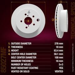 Metrix Premium Chassis Parts 2 PC Rear Disc Brake Rotor Kit 91763MT aftermarket car parts