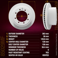 Metrix Premium Chassis Parts Rear Disc Brake Rotor 85029MF aftermarket car parts