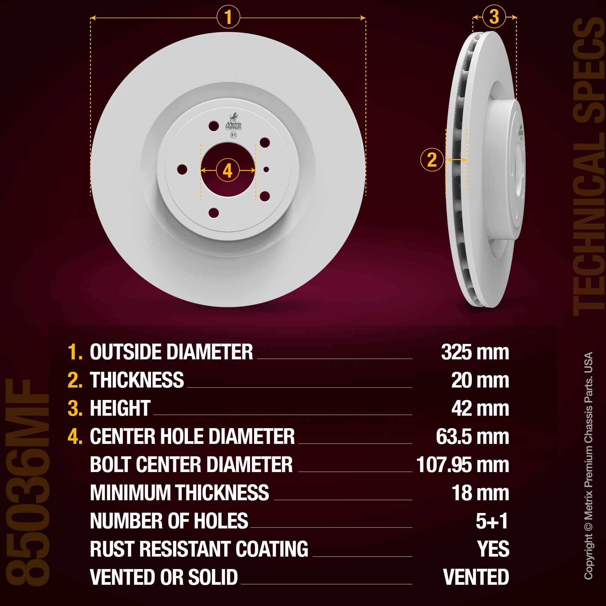Metrix Premium Chassis Parts Rear Disc Brake Rotor Kit 91756MT OEM fit auto parts