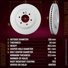 Metrix Premium Front Disc Brake Rotor 85038MF aftermarket car parts
